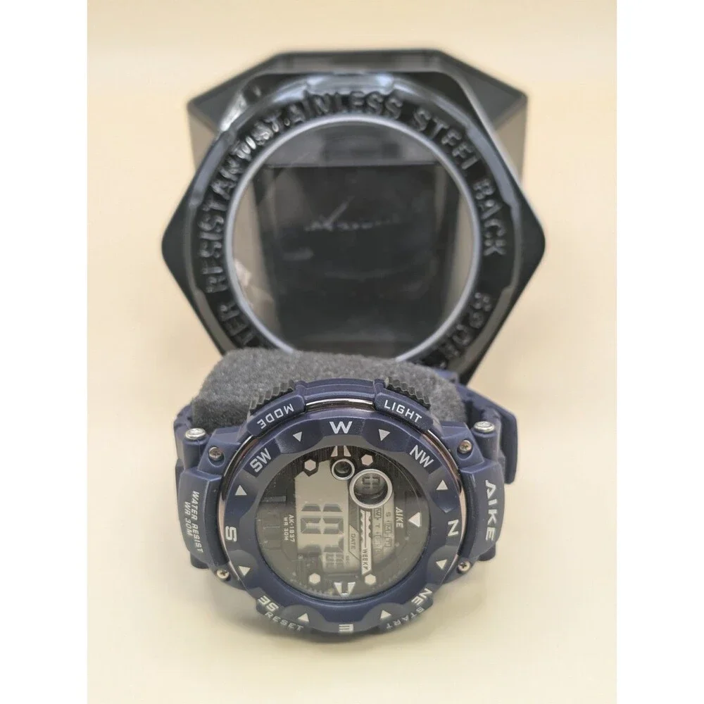 Aike Sports Digital Sport Watch Water Resistant Blue With Stainless Steel Back